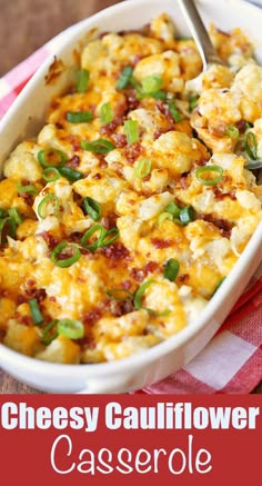 this cheesy cauliflower casserole is loaded with cheese and green onions