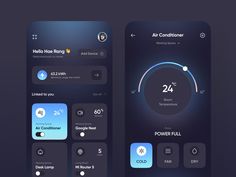 two screens showing the time and temperature in different rooms