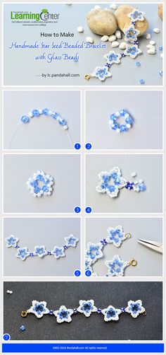 how to make crochet flower bracelets with beads and pearls - step by step instructions