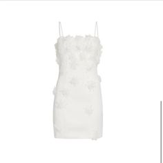 Such A Beautiful And High Quality Dress! Size Medium. Worn Once. Bought From Saks. Sold Out Everywhere Now. Wore For Bridal Shower. Paradise Dress, White Halter Dress, Lavender Dresses, Grad Dresses, High Quality Dress, October Wedding, Mini Cocktail Dress, Bridal Pearls, Floral Applique