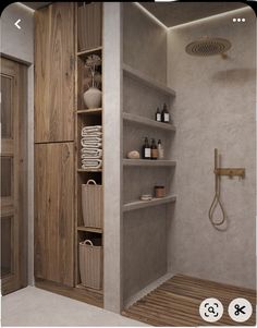 an image of a bathroom setting with shelves