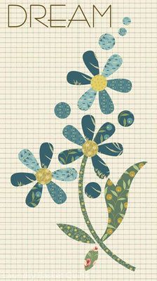 a cross stitch pattern with blue flowers and leaves