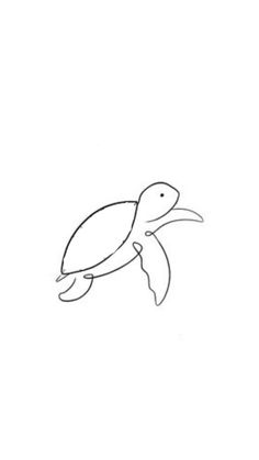 a drawing of a turtle swimming in the water