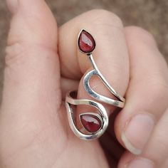 Brand New Handmade Garnet Adjustable Silver Ring. 925 Stamped New To Poshmark? Use Referral Code Kimberlyn222 To Receive $10. Nickel-free Red Rings, Precious Metal Clay Rings, Garnet Stone Ring, Pear Wedding Ring, Luxury Wedding Rings, Wire Jewelry Rings, Hematite Ring, Dainty Wedding Ring, Rings Mens Wedding Bands