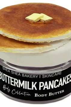 two pancakes in a tin with butter on top