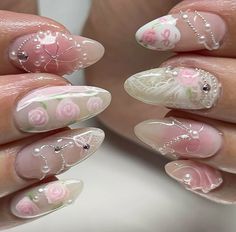 Douyin Nails With Pearls, Douyin Nails, Belle Nails, Makeup Nails Art, Korean Nails, I Love Nails, Nail Accessories, Dream Nails, Nails Inspo