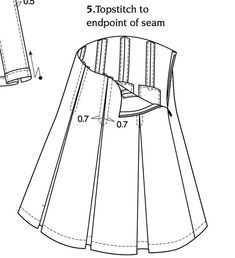 an image of a skirt pattern with measurements for the front and back side, as well as