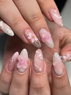 Sculpted Flower Nails, Nailart Tutorial, Preppy Nails, Biab Nails, Pearl Nail Art, Aesthetic Nails, Easy Nails, Girly Acrylic Nails, Nail Art Set