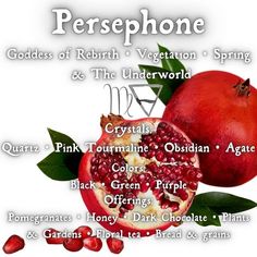 a pomegranate with its names on it and the words persephone