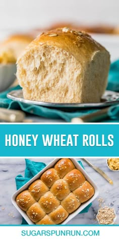 honey wheat rolls with text overlay