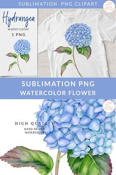 the sublimation png watercolor flower is shown in front of a t - shirt