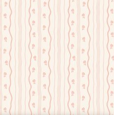 a pink and white striped wallpaper with small flowers on the left side of it