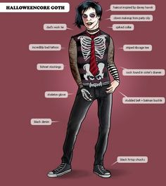 a drawing of a skeleton wearing a red tie and black pants with words above it