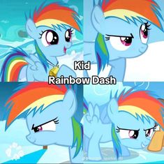 the rainbow dashs are looking at each other