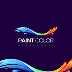 paint color logo design with flowing colorful colors on dark background, creative and modern style