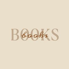 the words books written in brown on a beige background