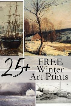 the cover of 25 free winter art prints