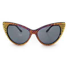 Be the ultimate femme fatale with these sunglasses featuring a sharp cat-eye design. Hand-embellished with hundreds of sparkling crystals around the frame, these luxurious shades will make you feel unstoppable. DETAILS Premium poly-carbonate lenses 100% UV protection | UV 400 protection Complimentary vegan leather case included Made to order. Please allow 2-3 weeks for delivery. Oil Slick, Style Sunglasses, Eye Design, Sparkling Crystal, Fashion Sunglasses, Leather Case, Cat Eye Sunglasses, 3 Weeks, Make You Feel