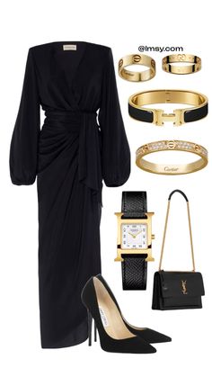 @lmsy Elegant Modest Outfits, Modest Black Dress, Black Dress Accessories, Black Dress Outfit, Modest Casual Outfits, Fashion Drawing Dresses, Stylish Work Attire, Future Outfit