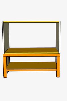 a wooden shelf with two shelves on each side and one shelf below it, in front of a white background