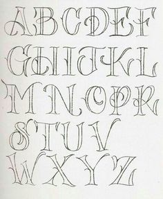 the upper and lower case of an old english alphabet, with cursive writing