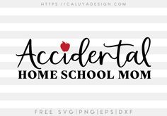 the text, accidentally home school mom is in black and white stripes with an apple on it