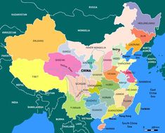 a large map of china with all the major cities and their capital names in english