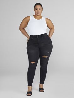 Plus Size Jeans & Denim | Fashion to Figure Size 12 Fashion, Smaller Waist, Bodycon Jumpsuit, Fashion To Figure, Jeans Fabric, Black Dresses Casual, Extra Room, For A Reason, Sweaters And Jeans