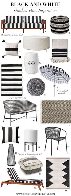 the black and white furniture is featured in this article, which includes an assortment of different types