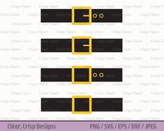 three black and yellow belts with gold buckles on them, each one has the letter f