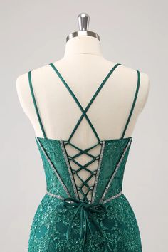 Amzcw Glitter Dark Green Corset Spaghetti Straps Short Tight Homecoming Dresses Dark Green Corset, Spring Formal Dresses, Tight Homecoming Dress, Tight Homecoming Dresses, Homecoming Dresses Sparkly, Sparkly Party Dress, Lovely Partner, Spring Formal, Sparkly Party