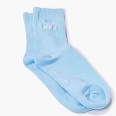 Brand New! Hello Kitty | Baby Blue Embroidered Crew Socks Details: A Pair Of Knit Crew Socks Featuring "Hello Kitty" Text And Character Embroidery, Ribbed Trim, And "'21 Sanrio" Text Written Underneath. - Officially Licensed Product Content + Care: - 63% Cotton, 32% Polyester, 3% Rubber, 2% Spandex - Hand Wash Cold Soft Blue Casual Socks, Casual Soft Blue Socks, Black Fishnet Tights, Hello Kitty Baby, Hello Kitty Accessories, Black Fishnets, Hello Kitty Christmas, Fuzzy Slippers, Sock Packs