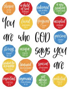 the words you are who god says you are in different colors