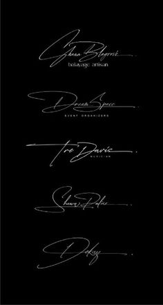 four autographed signatures are shown in black and white