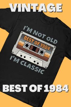 Vintage Retro Big Cassette Tape BEST OF 1984 Vintage Classic Music T-Shirt - birthday present for men and women who are born in 1984. Classic vintage 1984 retro bday gift for mom, dad, husband or wife. Featuring retro cassette tape printed onto the front. Great, cool, original Music Cassette Tape Design for men and women. Vintage original Gift for your family or friends. Awesome present for dad, father, brother, sister, husband, boyfriend, uncle, girlfriend,  mother, wife, aunt, colleague.