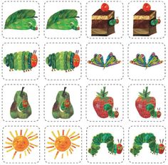 the very hungry caterpillar match up game for children to learn how to read