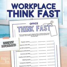 the workplace think fast worksheet is shown