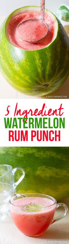 watermelon rum punch in a glass bowl with the text ingredient watermelon rum punch