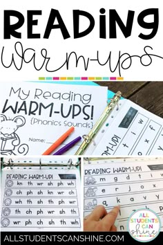 reading warmups for beginning and ending the year with text overlay that says reading warm ups