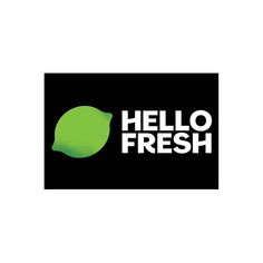 the hello fresh logo is shown on a black background