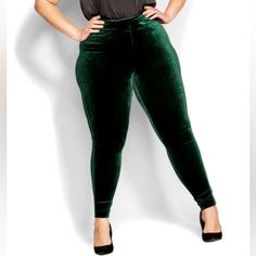 Emerald Green Velvet Pants. City Chic. Green Velvet Pants, Emerald Green Velvet, Chic Pants, Emerald Color, Velvet Pants, City Chic, Green Velvet, High Waisted Pants, Emerald Green