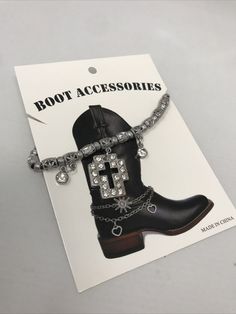 cowboy boot (any type) accessories for women, boot jewelry, steel. Diy Boot Jewelry, Boot Accessories Diy, Boots And Bling Party Outfit, Tennessee Farmhouse, Bling Party, Boot Chains, Dark Fall, Women Boot, Boot Bracelet