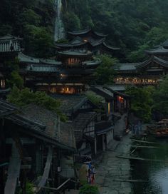 Asian Village, Asian Architecture, Japon Illustration, Aesthetic Japan, Matte Painting