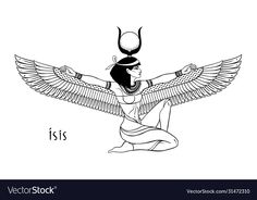 an egyptian god with wings and headdress