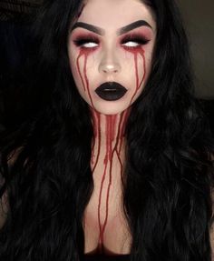 Gory Vampire Makeup, Banshee Halloween Costume, Demonic Nun Makeup, Possessed Halloween Costume, Demon Nun Makeup, Halloween Maid Makeup, Possessed Nun Makeup, Female Demon Cosplay, Devil Girl Makeup Halloween