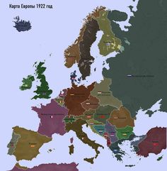 a map of europe showing the countries in different colors