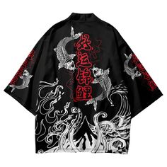 Check out this amazing 🈹 Dark Koi Waves Haori 🈹 Shop & Grab 15% off with code 🎁 JPIN 🎁 Japanese Jacket, Fashion Japanese, Koi Fish, Traditional Outfits, Koi, Cardigans For Women, Fish, Fashion Outfits