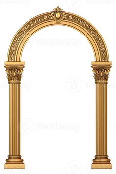 an ornate gold arch on a white background