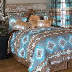 Desert Morning Comforter Set Southwest Bedding, Western Comforter Sets, Southwestern Bedding, Western Bedding Sets, Western Bedroom Decor, Western Rooms, Western Bedding, Blue Comforter Sets, Western Bedroom