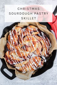 christmas sourdough pastry skillet with icing on top